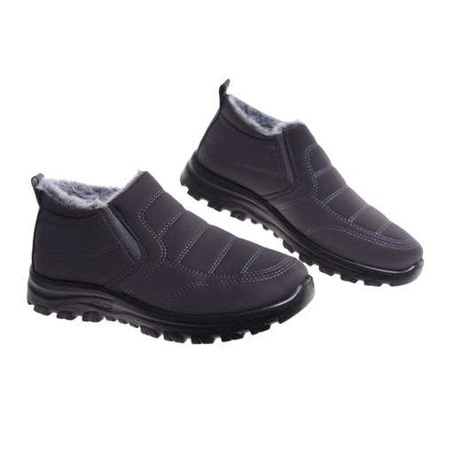 Szare zimowe botki męskie /OST452 T485/ ze sklepu Pantofelek24.pl w kategorii Buty trekkingowe męskie - zdjęcie 187487625