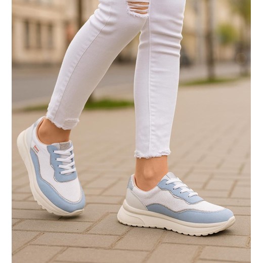 Sznurowane sportowe buty damskie niebieskie /J6-2 18472 W12-3/ ze sklepu Pantofelek24.pl w kategorii Trampki damskie - zdjęcie 187487646