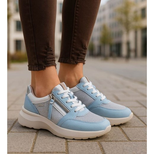 Wiązane sportowe buty damskie niebieskie /i6-2 18473 W12-3/ ze sklepu Pantofelek24.pl w kategorii Trampki damskie - zdjęcie 187487685