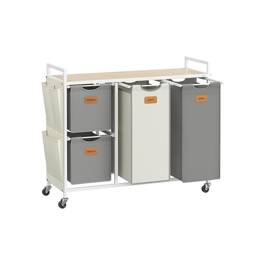 Songmics Kosz w kolorze szaro-białym na pranie - 98,6 x 80,5 x 33 cm ze sklepu Limango Polska w kategorii Akcesoria łazienkowe - zdjęcie 187488427