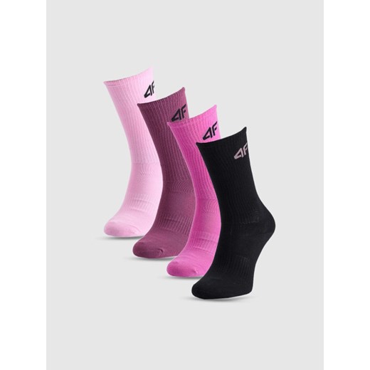 Dziewczęce skarpetki wysokie (4-pack) 4F 4FJWAW25USOCF393 - multikolor ze sklepu Sportstylestory.com w kategorii Skarpetki dziecięce - zdjęcie 187490138