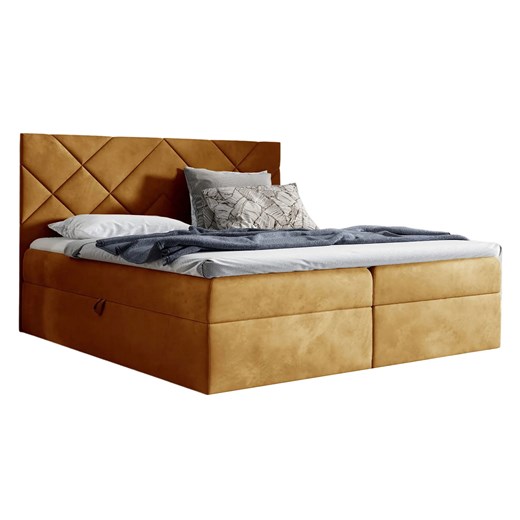 Żółte łóżko pikowane z pojemnikiem 5 rozmiarów G3-D00 ze sklepu Edinos.pl w kategorii Łóżka i materace - zdjęcie 187491178