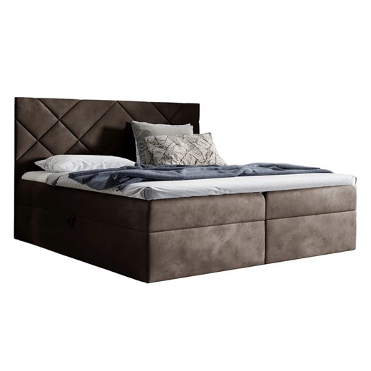 Ciemnobrązowe łóżko pikowane 5 rozmiarów M6-T27 ze sklepu Edinos.pl w kategorii Łóżka i materace - zdjęcie 187491179