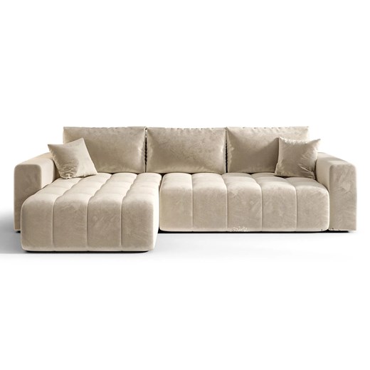 Beżowy rozkładany narożnik L M4-M12 ze sklepu Edinos.pl w kategorii Narożniki - zdjęcie 187491188