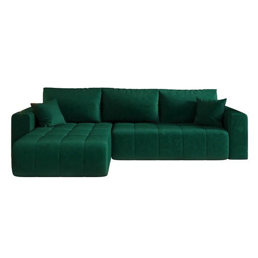 Zielony narożnik rozkładany tapicerowany welurem M4-S61 ze sklepu Edinos.pl w kategorii Narożniki - zdjęcie 187491195