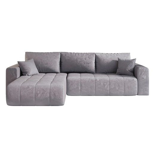 Szary rozkładany narożnik welurowy A9-A48 ze sklepu Edinos.pl w kategorii Narożniki - zdjęcie 187491206