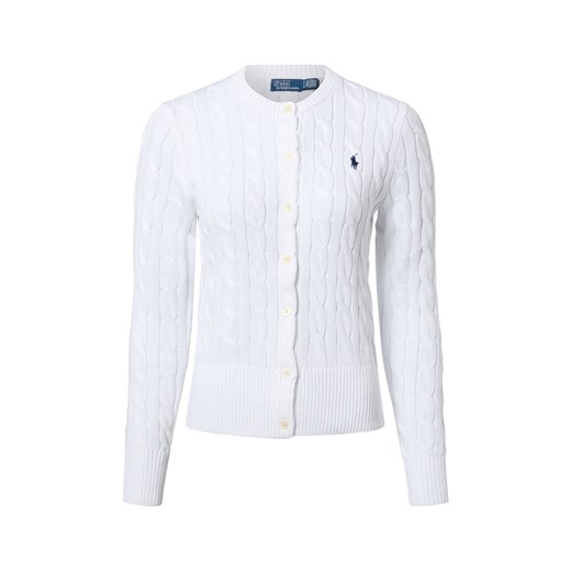 Polo Ralph Lauren Kardigan damski Kobiety Bawełna biały jednolity ze sklepu vangraaf w kategorii Swetry damskie - zdjęcie 187491689