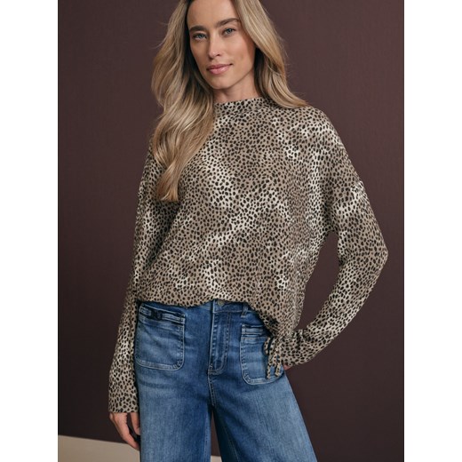 Street One Damska koszulka z długim rękawem Kobiety taupe w kropki ze sklepu vangraaf w kategorii Bluzki damskie - zdjęcie 187491746
