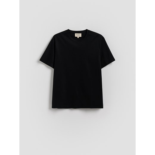 Reserved - T-shirt regular z domieszką modalu - czarny Reserved L Reserved okazyjna cena