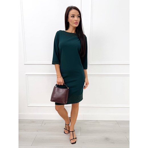 Ciemnozielona Elegancka Sukienka z Ozdobnym Dekoltem Modnakiecka.pl 46 ModnaKiecka.pl