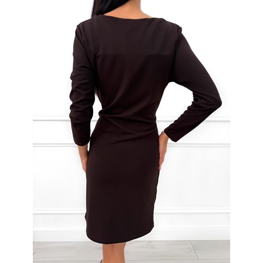 Ciemnobrązowa Sukienka z Wiązaniem Modnakiecka.pl 36 ModnaKiecka.pl