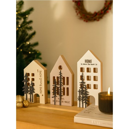 Sinsay - Dekoracja stojąca w kształcie kamieniczek 3 pack - wielobarwny ze sklepu Sinsay w kategorii Dekoracje bożonarodzeniowe - zdjęcie 187493045