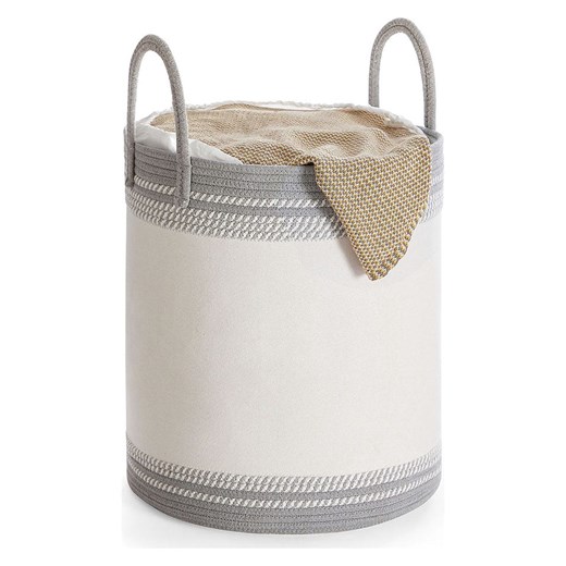 Songmics Kosz w kolorze biało-szarym na pranie - wys. 46 x Ø 41 cm ze sklepu Limango Polska w kategorii Akcesoria łazienkowe - zdjęcie 187494095