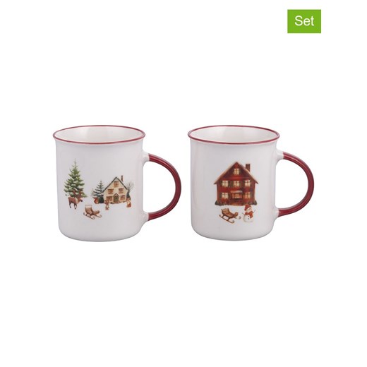 Villa d´Este Kubki jumbo (2 szt.) &quot;Winter Village&quot; w kolorze biało-czerwonym - 360 ml ze sklepu Limango Polska w kategorii Dzbanki i zaparzacze - zdjęcie 187494168
