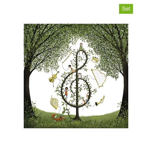 ppd Serwetki (40 szt.) &quot;Music&quot; w kolorze biało-zielonym ze sklepu Limango Polska w kategorii Akcesoria kuchenne - zdjęcie 187494395