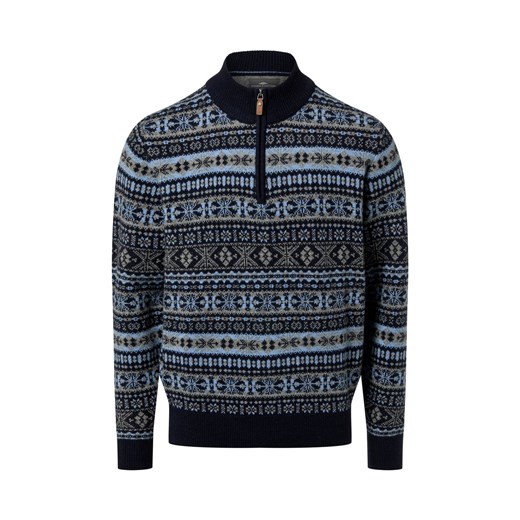 Fynch-Hatton Męski wełniany sweter Mężczyźni Wełna granatowy wzorzysty ze sklepu vangraaf w kategorii Swetry damskie - zdjęcie 187496418