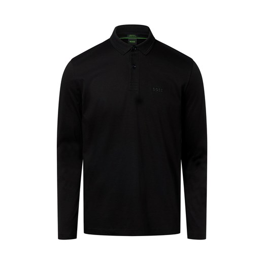 BOSS Green Męska koszulka polo - Pirol Mężczyźni Bawełna czarny jednolity ze sklepu vangraaf w kategorii T-shirty męskie - zdjęcie 187496419