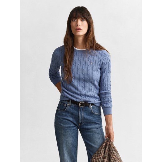 Gant Sweter damski Kobiety Bawełna niebieski wypukły wzór tkaniny ze sklepu vangraaf w kategorii Swetry damskie - zdjęcie 187496439