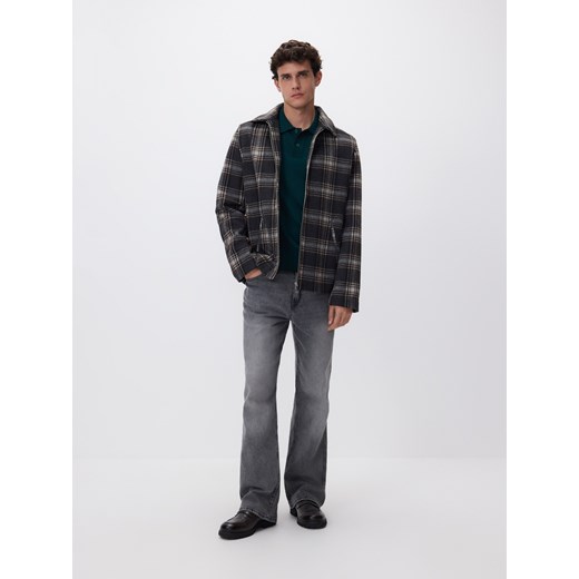 Reserved - Wiskozowy sweter polo - ciemnozielony Reserved XXL Reserved