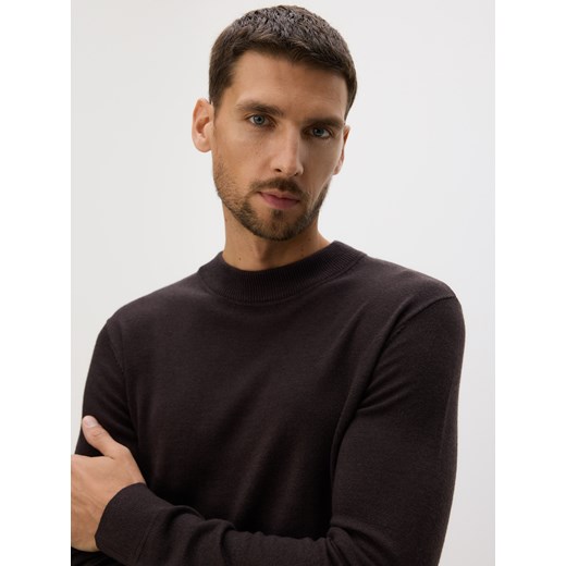 Reserved - Sweter z wełny merino - ciemnobrązowy ze sklepu Reserved w kategorii Swetry męskie - zdjęcie 187496585
