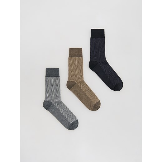Reserved - 3 pack skarpet - beżowy ze sklepu Reserved w kategorii Skarpetki męskie - zdjęcie 187496819