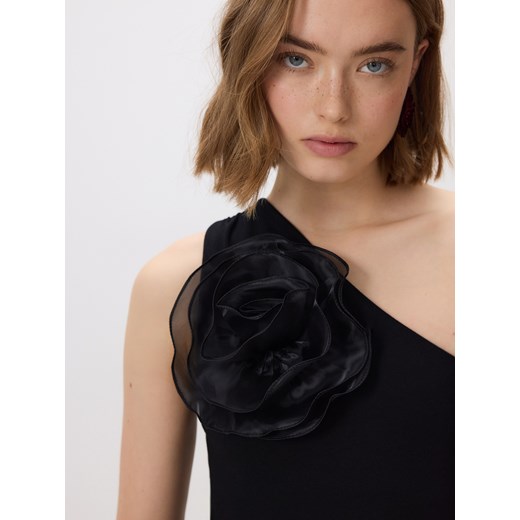 Reserved - Top z różą - czarny Reserved S Reserved