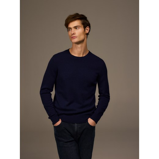 Reserved - Wełniany sweter z dodatkiem kaszmiru - granatowy ze sklepu Reserved w kategorii Swetry męskie - zdjęcie 187496975