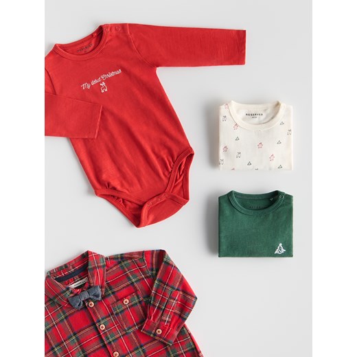 Reserved - Bawełniane body 3 pack - czerwony ze sklepu Reserved w kategorii Body niemowlęce - zdjęcie 187497157