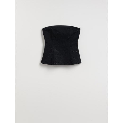 Reserved - Bluzka z błyszczącą aplikacją - czarny ze sklepu Reserved w kategorii Bluzki damskie - zdjęcie 187497455