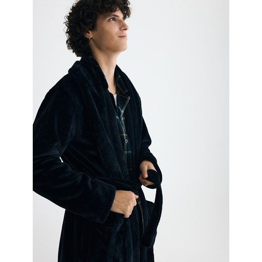 Reserved - Szlafrok z paskiem - czarny ze sklepu Reserved w kategorii Szlafroki męskie - zdjęcie 187497459
