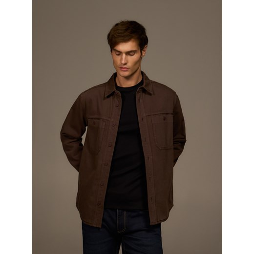 Reserved - Bawełniana koszula regular fit - dark grey jeans ze sklepu Reserved w kategorii Koszule męskie - zdjęcie 187497657