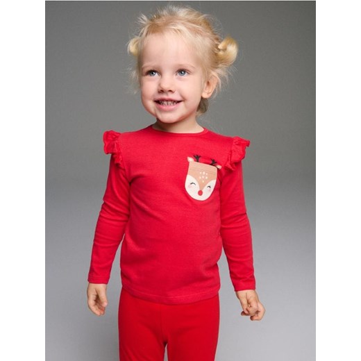 Sinsay - Koszulka z długimi rękawami z motywem świątecznym - czerwony ze sklepu Sinsay w kategorii Kaftaniki i bluzki - zdjęcie 187497885