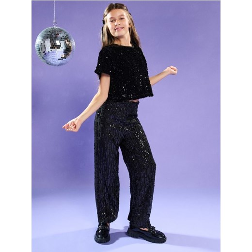 Sinsay - Elegancka bluzka z połyskującymi cekinami - czarny ze sklepu Sinsay w kategorii Bluzki dziewczęce - zdjęcie 187497898