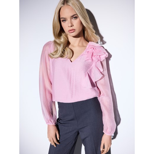 Mohito - Różowa bluzka z ozdobnym detalem 3D - fuksjowy Mohito 32 Mohito