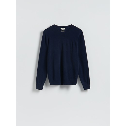 Reserved - Wełniany sweter z dodatkiem kaszmiru - granatowy ze sklepu Reserved w kategorii Swetry męskie - zdjęcie 187498507