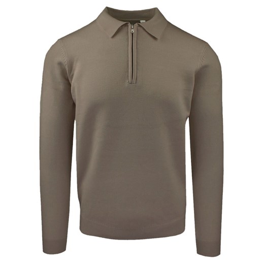 Męski, Lekki Sweter z Wiskozy z Kołnierzykiem Polo - Brave Soul - Taupe SWBRSAW25tippleTAUPE ze sklepu JegoSzafa.pl w kategorii Swetry męskie - zdjęcie 187498657