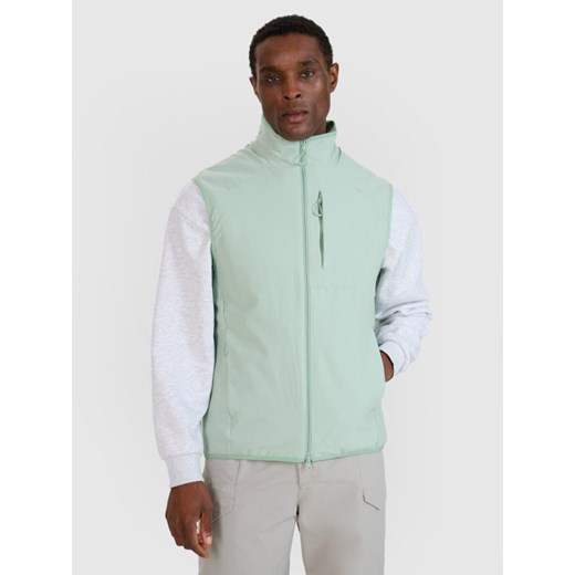 Męski bezrękawnik rozpinany ze stójką 4F 4FWSS25TVJAM194 - turkusowy ze sklepu Sportstylestory.com w kategorii Kamizelki męskie - zdjęcie 187498698