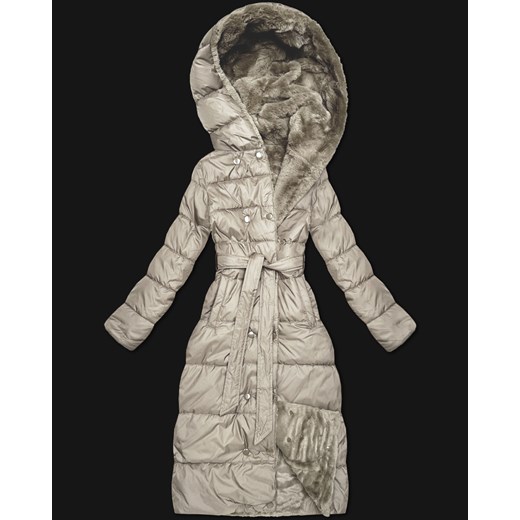 Zimowa kurtka dwustronna futerko Minority beżowa (P3-6020-62) ze sklepu goodlookin.pl w kategorii Kurtki damskie - zdjęcie 187498818