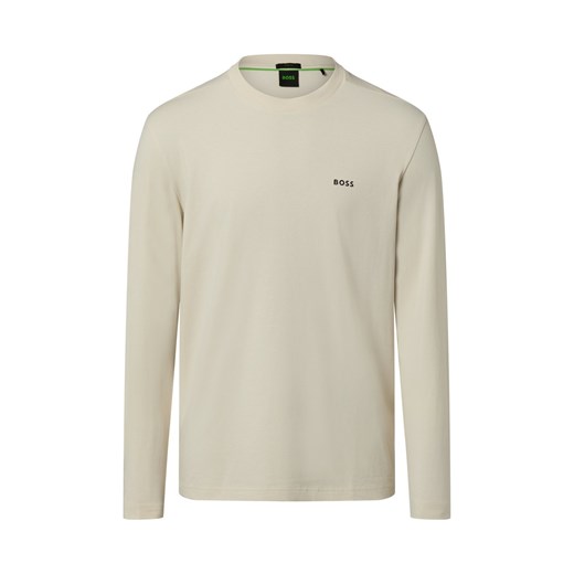 BOSS Green Męska koszula z długim rękawem Mężczyźni Bawełna écru jednolity ze sklepu vangraaf w kategorii T-shirty męskie - zdjęcie 187498888