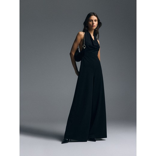 Reserved - Kombinezon z szerokimi nogawkami - czarny ze sklepu Reserved w kategorii Kombinezony damskie - zdjęcie 187499079