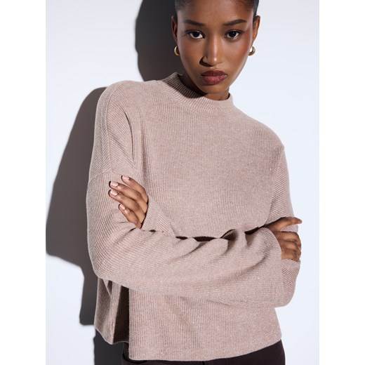 Mohito - Bluzka z metaliczną nitką - beżowy ze sklepu Mohito w kategorii Bluzki damskie - zdjęcie 187499389