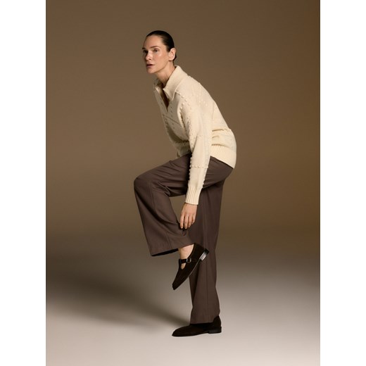 Reserved - Zamszowe loafersy z klamrą - ciemnobrązowy ze sklepu Reserved w kategorii Mokasyny damskie - zdjęcie 187499606