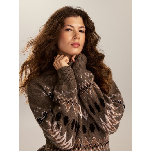 Reserved - Wełniany sweter - wielobarwny ze sklepu Reserved w kategorii Swetry damskie - zdjęcie 187499777