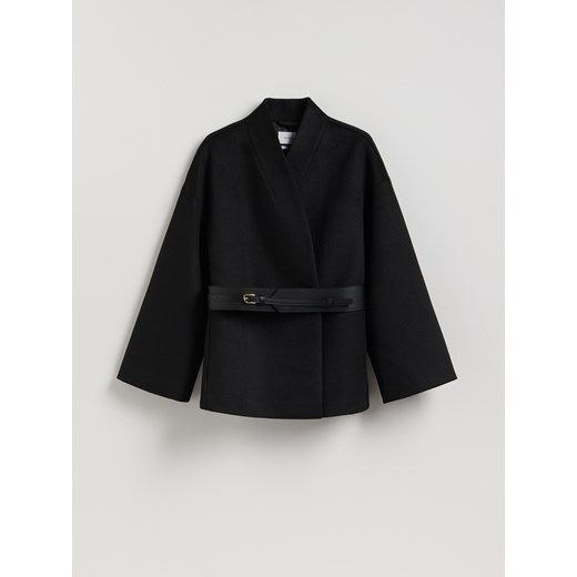 Reserved - Kurtka z dodatkiem wełny - czarny ze sklepu Reserved w kategorii Kurtki damskie - zdjęcie 187499815