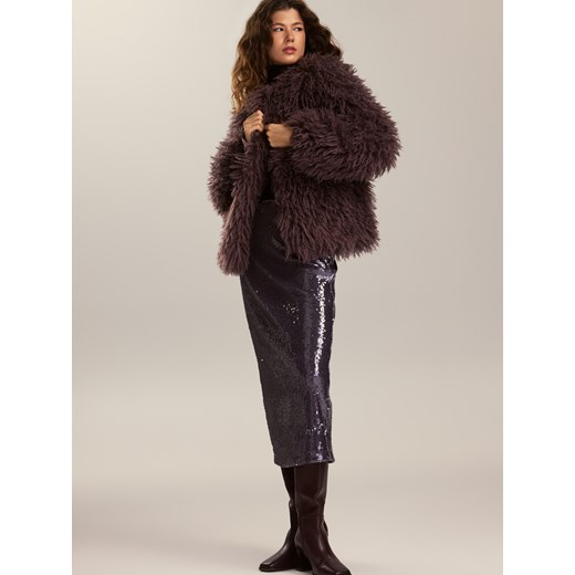 Reserved - Spódnica midi z cekinami - ciemnofioletowy ze sklepu Reserved w kategorii Spódnice - zdjęcie 187499879