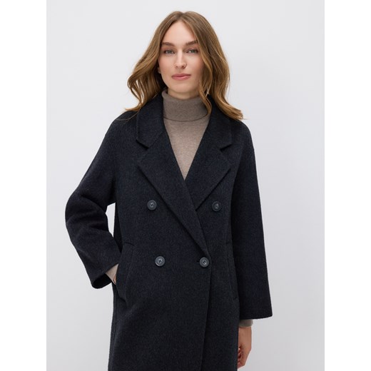 Reserved - Płaszcz handmade z wełną - czarny ze sklepu Reserved w kategorii Płaszcze damskie - zdjęcie 187499915