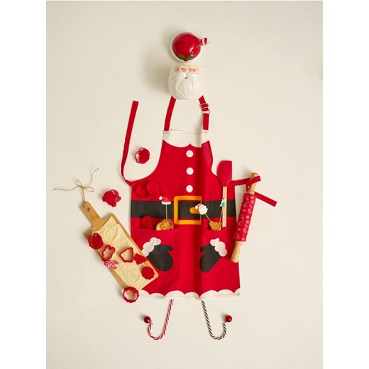Sinsay - Fartuch kuchenny z motywem Świętego Mikołaja - czerwony ze sklepu Sinsay w kategorii Fartuchy kuchenne - zdjęcie 187500418