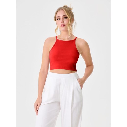 Sinsay - Crop top na ramiączkach - czerwony ze sklepu Sinsay w kategorii Bluzki damskie - zdjęcie 187500456