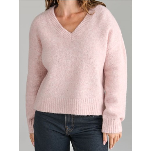 Sinsay - Sweter z dekoltem V - różowy ze sklepu Sinsay w kategorii Swetry damskie - zdjęcie 187500468