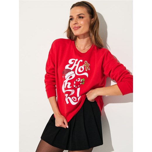 Sinsay - Bluza świąteczna - czerwony ze sklepu Sinsay w kategorii Bluzy damskie - zdjęcie 187500506